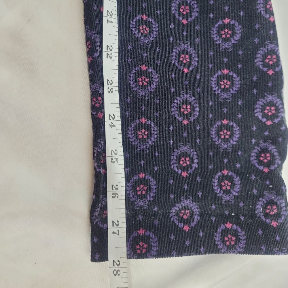 VINTAGE 90s pants high rise printed pull‎ on corduroy S/M - Picture 8 of 8